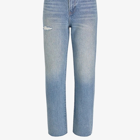 NWT Express High Waisted Light Wash 50/50 Rigid Stretch Straight Ankle Jeans - Picture 7 of 8